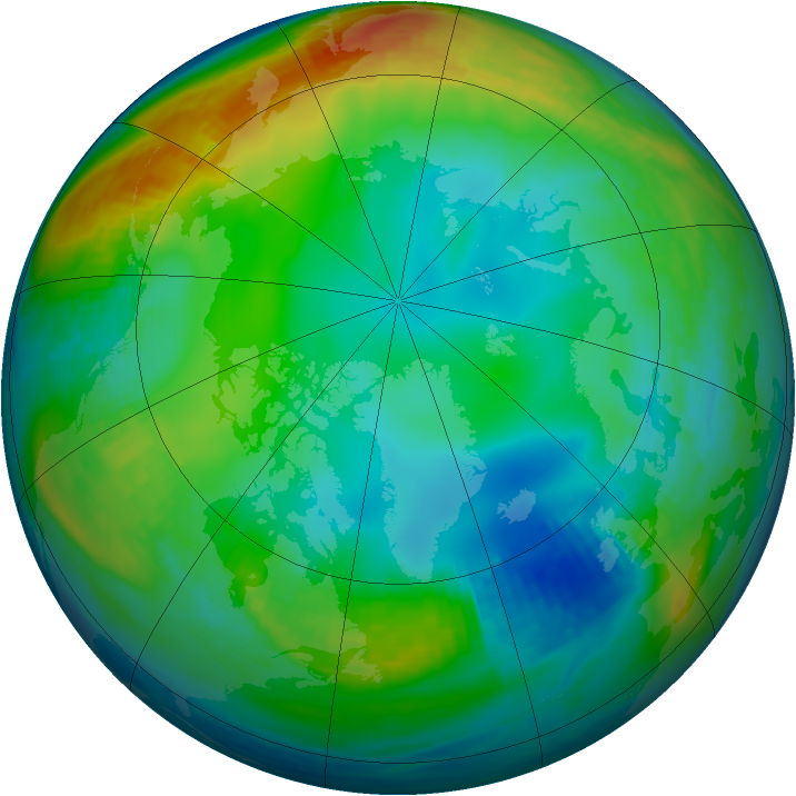 Arctic ozone map for 09 December 1985
